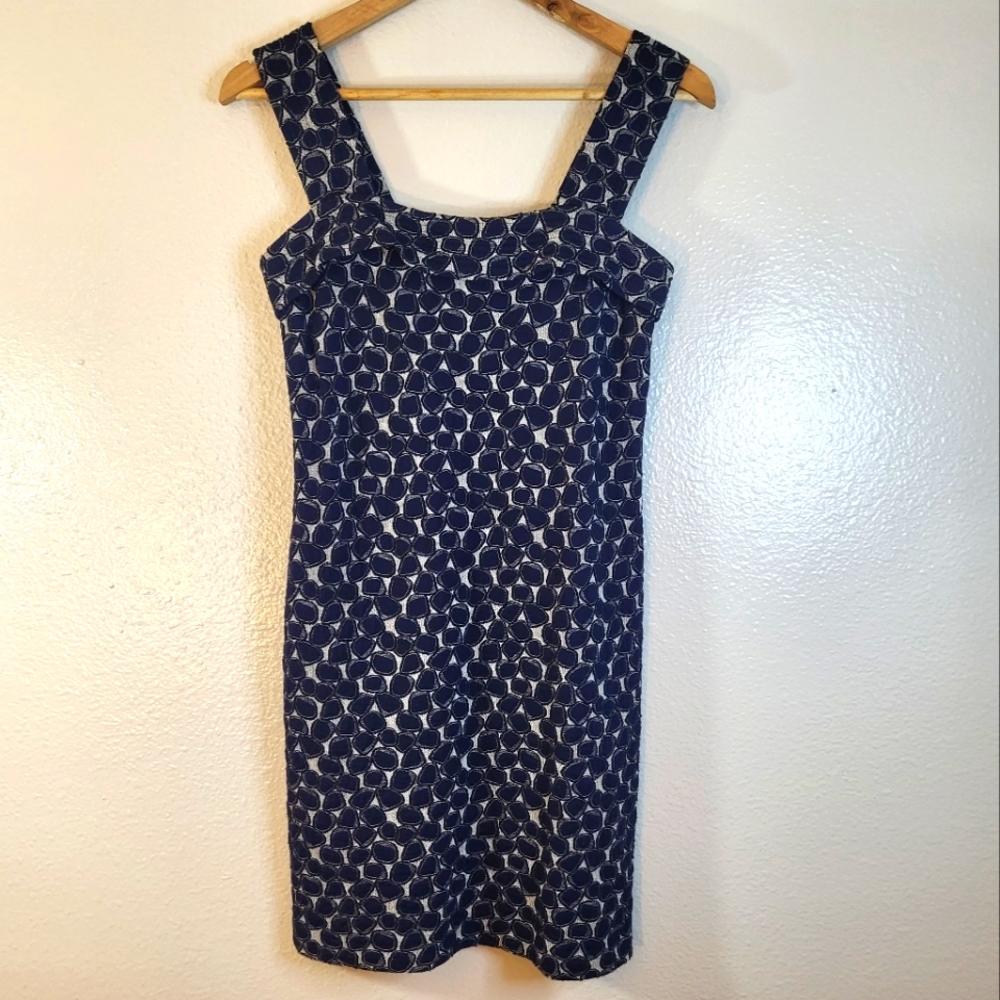 Diane Von Furstenberg Kuan Mini Navy Sleeveless Wool Blend Dress
